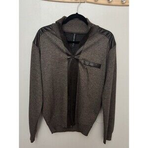 Vintage Leonardo Gavino-Men’s Medium-Full Zip Leather/Fleece Sweater